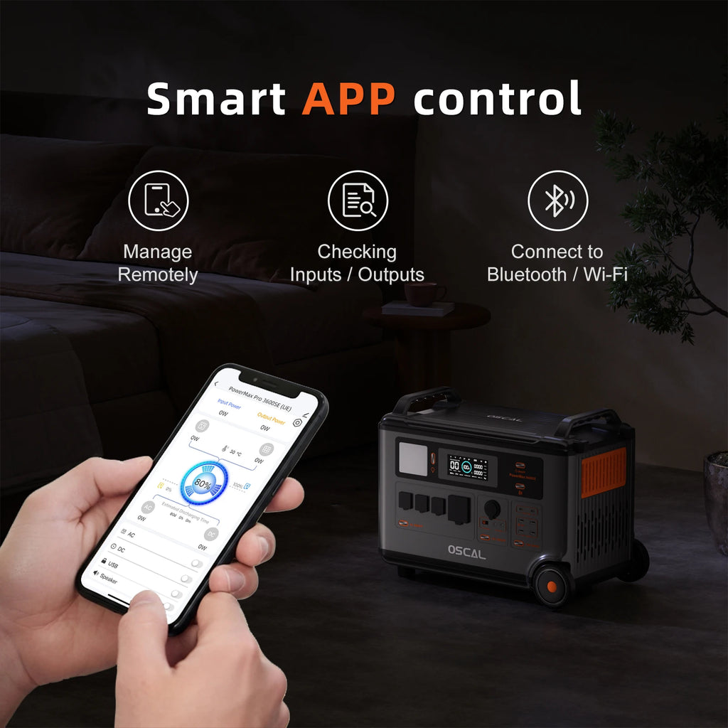 Oscal PowerMax3600SE Portable Power Station 3600W Solar Generator 3600Wh LiFePO4 Battery 14 Outlets Morse Code For Emergency Use No parallel operation function