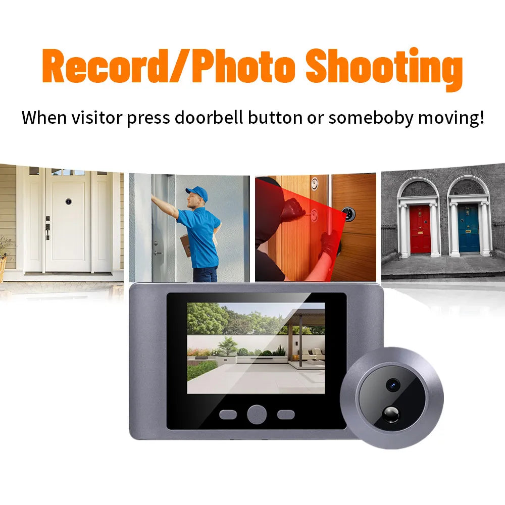 Wireless Home Security Peephole Video Doorbells 720P Digital Door Peepholes with Camera Support Video Record No APP No Wifi