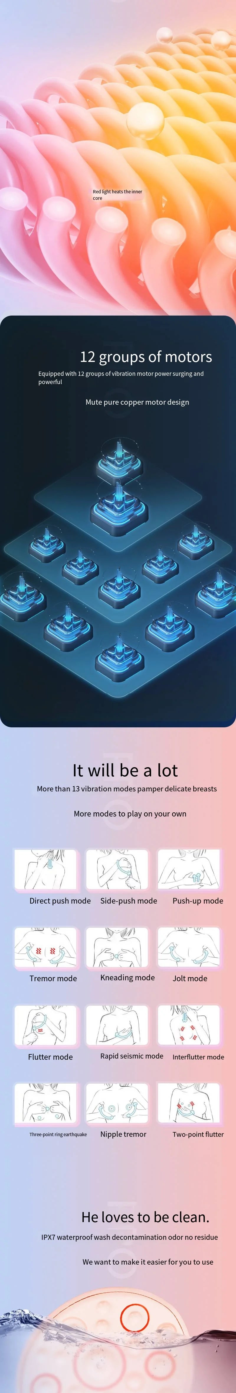 Electric Breast Massager for Firming - Gold Rechargeable Device Massage Cushion Tidesmit