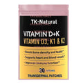 30 Patches Vitamin D3, K2 & K1 Transdermal Patches for Immunity Boost Bone Density and Health