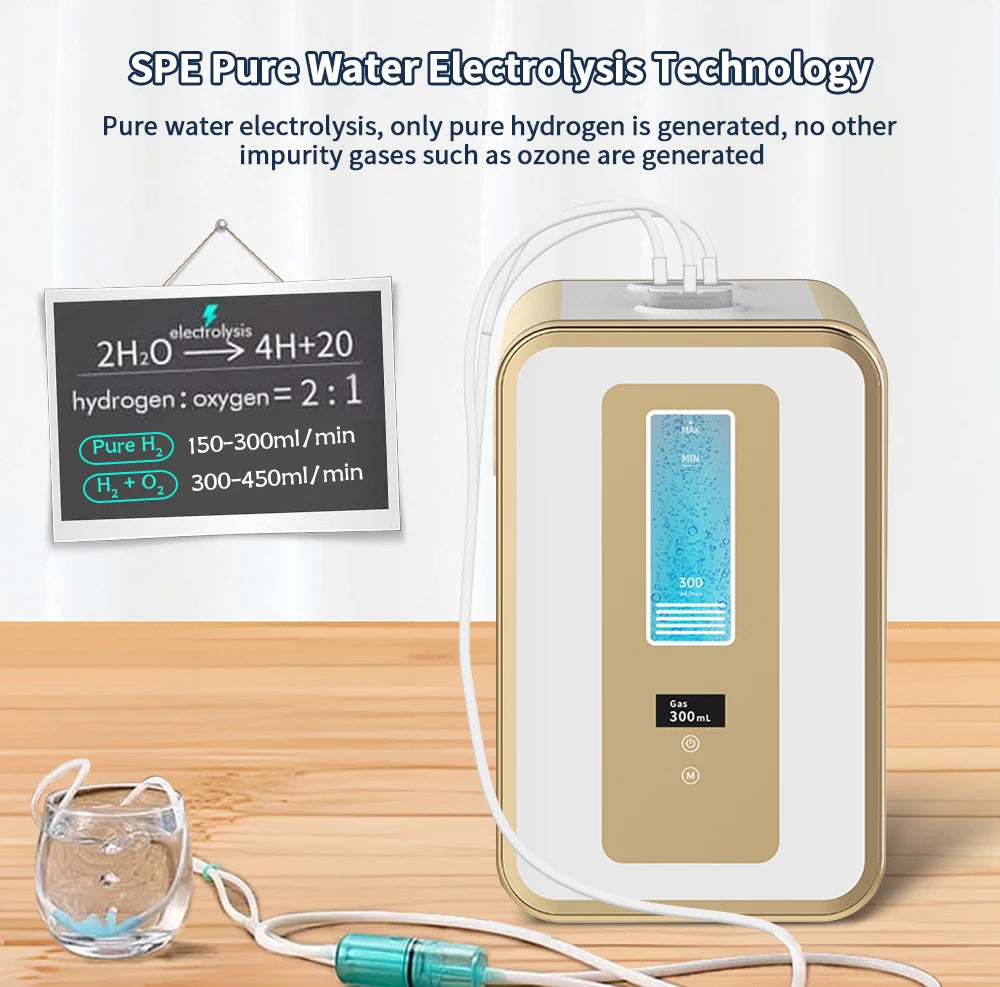Tidesmit Cawolo 300ml hydrogen water generator and HHO inhalation machine showing side control interface features