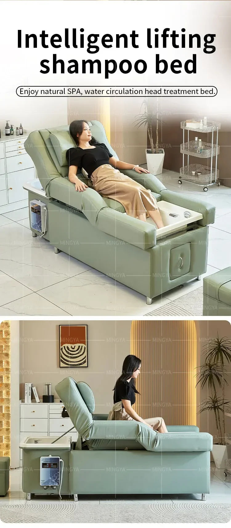 Electric Shampoo Massage Bed - Professional Salon Recliner with Heat Massage Chairs Tidesmit