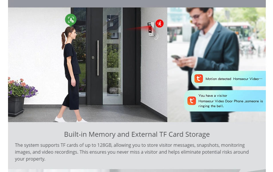 Tuya Smart APP WIFI HD 10” Video Doorphone Entry Intercom System 4 Wire IP65 1080P Doorbell Camera Recording Snapshot