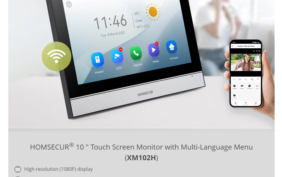 Tuya Smart APP WIFI HD 10” Video Doorphone Entry Intercom System 4 Wire IP65 1080P Doorbell Camera Recording Snapshot