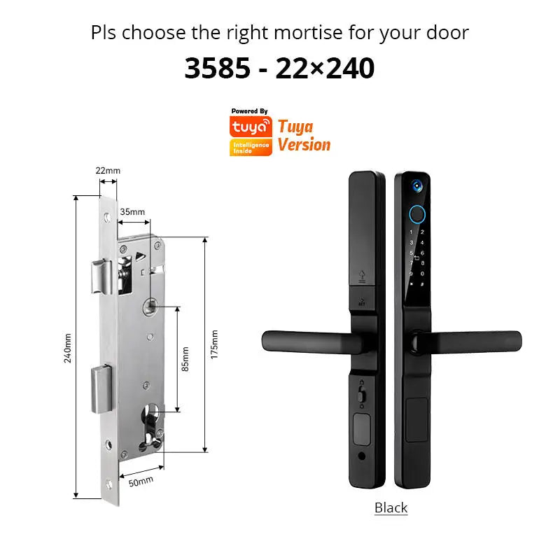 Smart Lock with Camera Door Viewer Waterproof IP66 Tuya WiFi Fingerprint Password Sliding RFID Card Sliding Electronic Door Lock