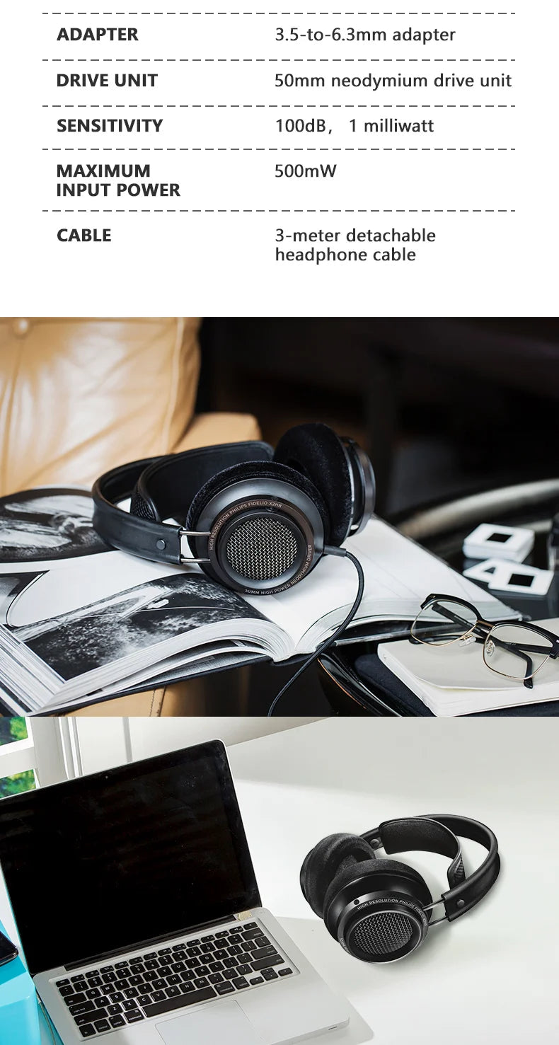 Philips Fidelio X2HR Open-Back HiFi Wired Over-Ear Headphones - Black Tidesmit