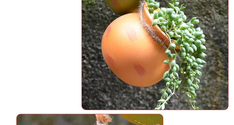 4PCS Outdoor Home Garden Hanging Flowerpot Ceramic Vertical Flowerpot Plant Succulent Flowerpot Vase Wall Railing Decoration