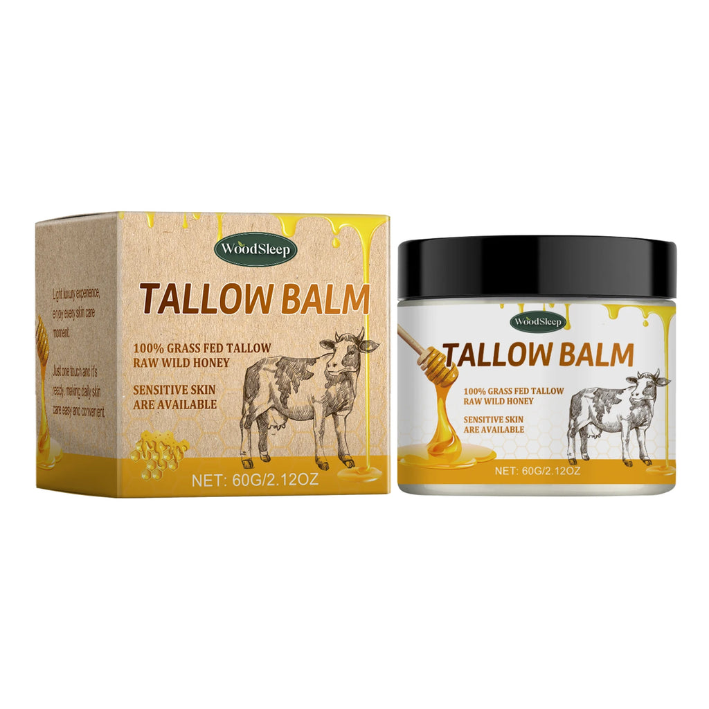 Beef Tallow Honey Balm Tighten Skin Barrier Repair Lifting Facial Rejuvenation Soft Smooth Whipped Tallow Cream Moisturizer 60g