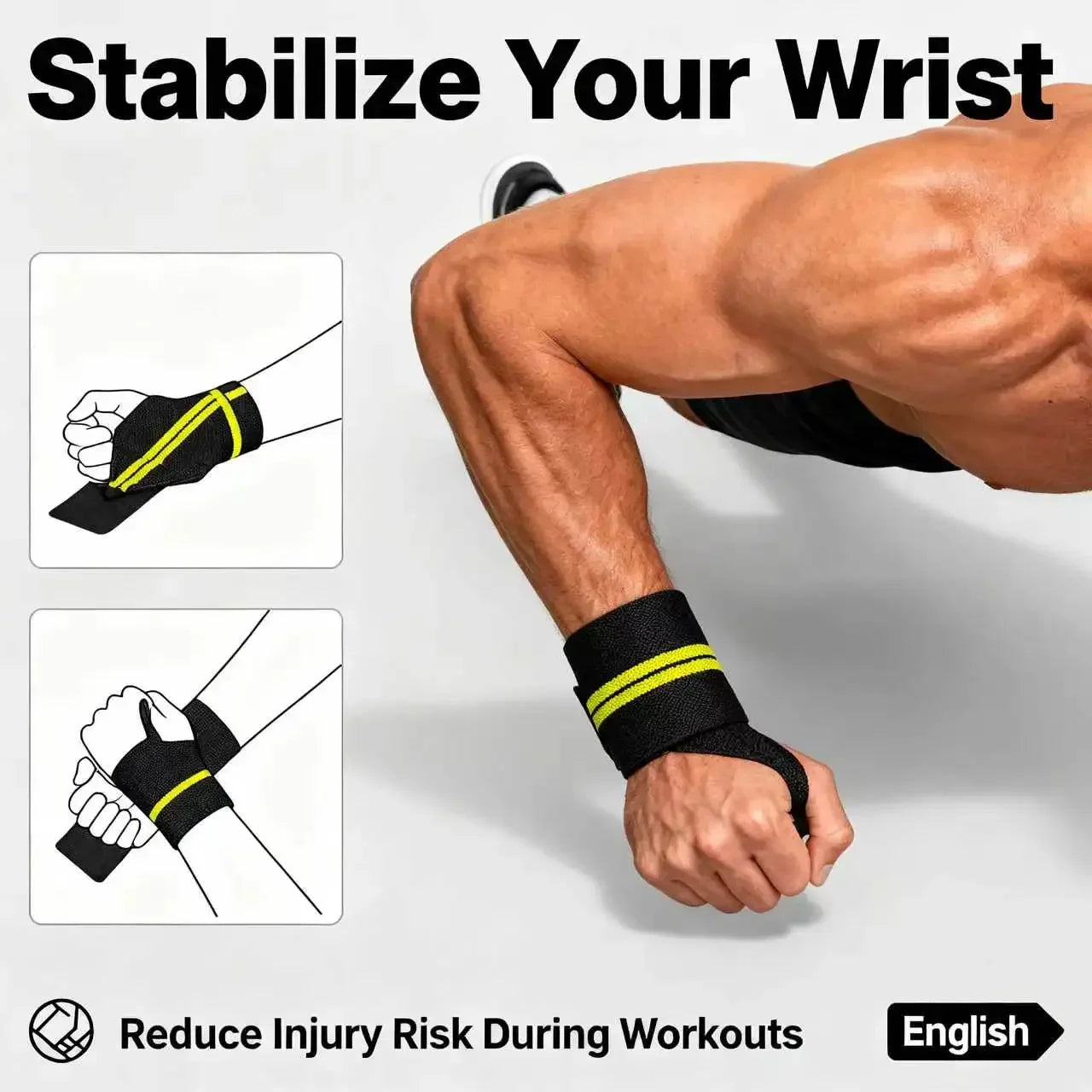 VBOSI Adjustable Wrist Support Brace with Thumb Loop,Heavy Duty Wrist Wraps for Powerlifting, Weight Training&Injury Prevention