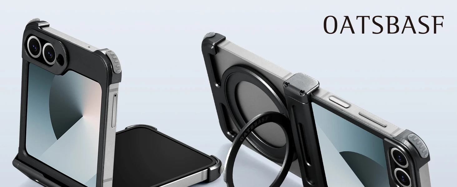 Samsung Galaxy Z Flip 7 Metal Frame Case with 360 Ring - Titanium Tidesmit