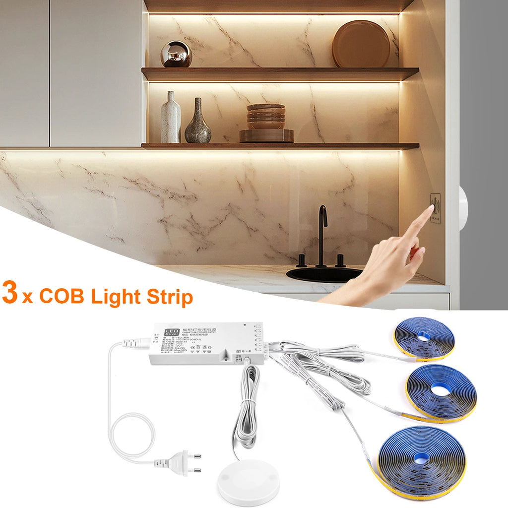 Embeddable Linear COB Strip Light Self-Adhesive LED Tape Home Office Shop Wood Grain Grille Curtain Wall Embedded Ceiling Decor