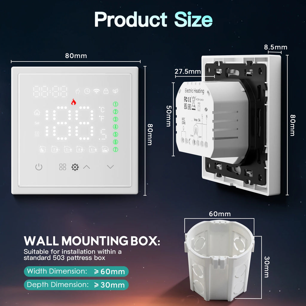 BSEED Zigbee Smart Electric Water Gas Boiler Floor Heating Thermostat Large Panels EU/FR Socket Modules Plastic Frames DIY Parts
