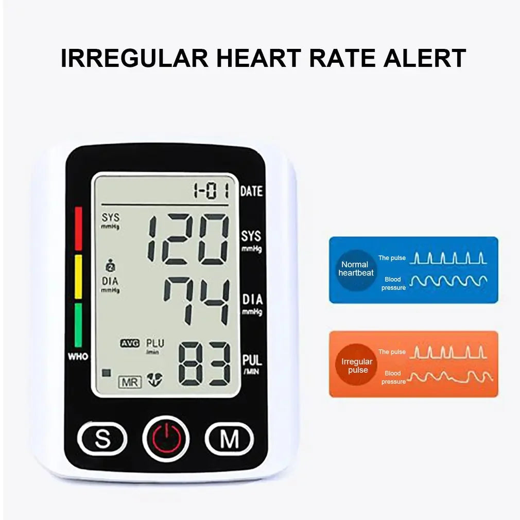 Blood Pressure Monitor Heart rate Meter Large Cuff Sphygmomanometer Health Care Portable Tonometer Digital LCD arm tensiometers