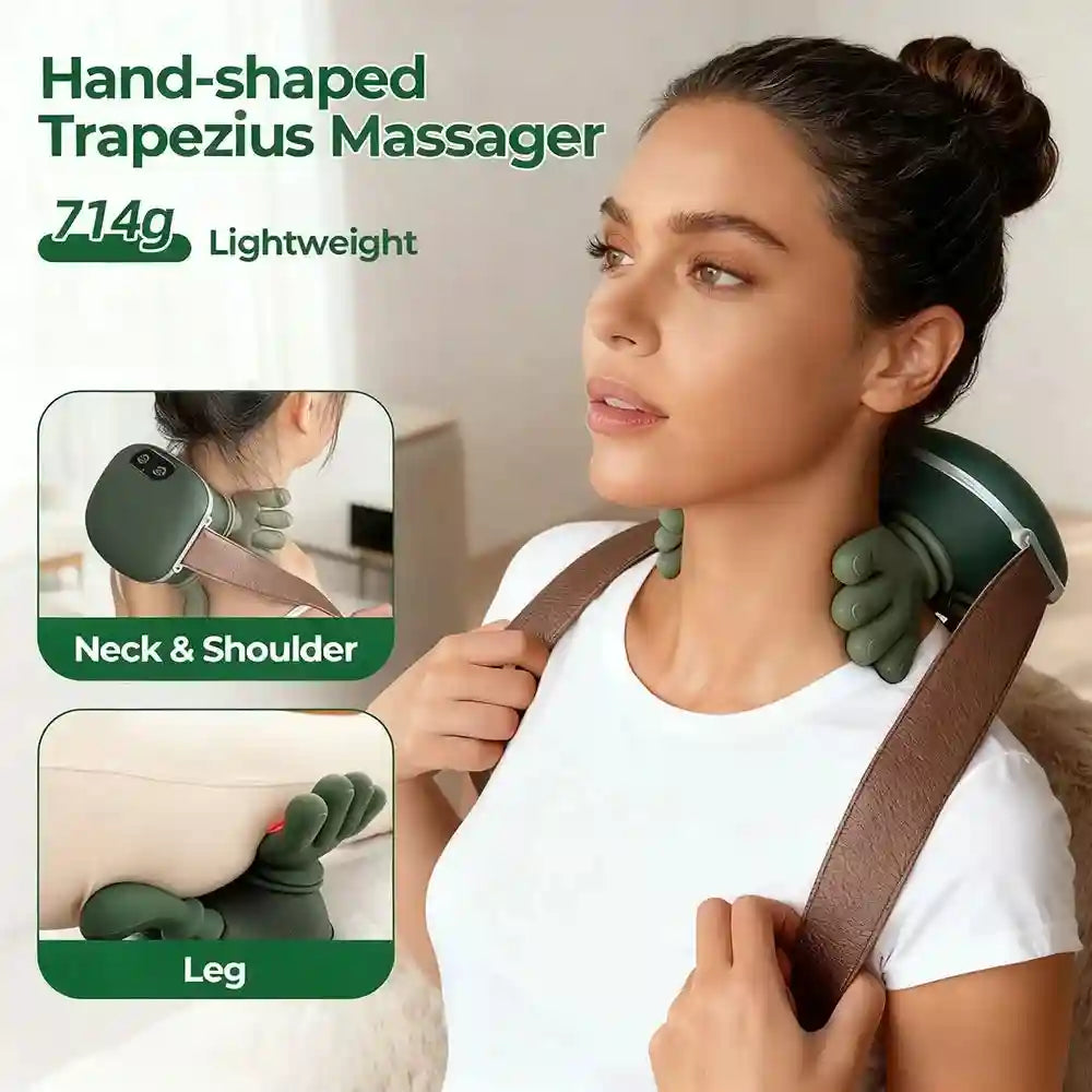 Wireless Neck and Shoulder Massager: Deep Tissue Rechargeable Relief - Green Body Shaping Massage Equipment Tidesmit