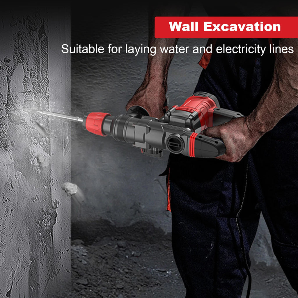 Hammer Drill, 2000W Electric Power Drill for Concrete with Safety Clutch, Vibration Control, 3 Modes Heavy Duty Concrete Tools, Includes Bits, Flat/Point Chisels Set With Case