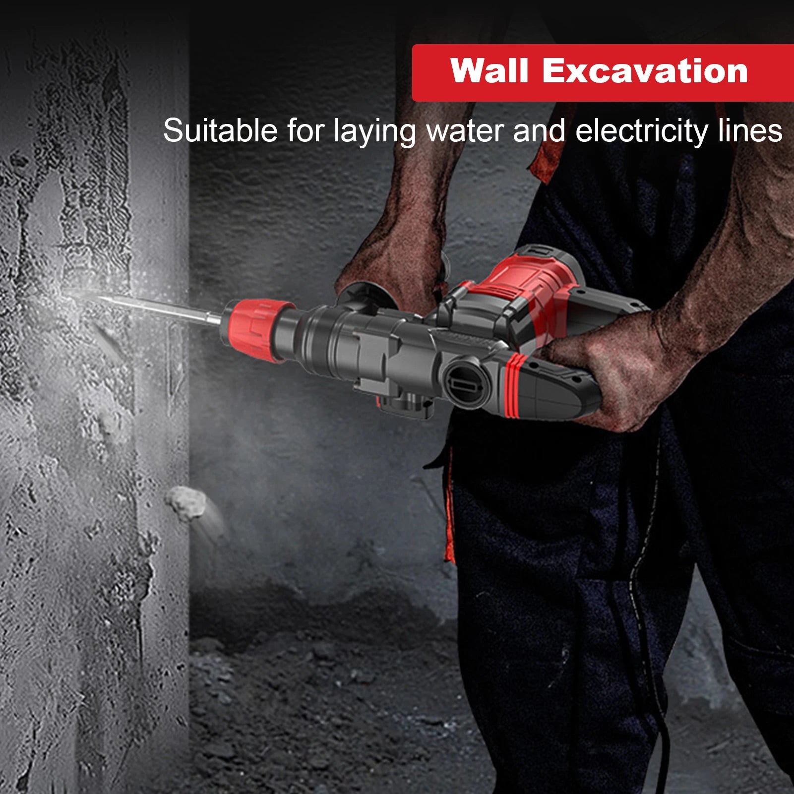 Hammer Drill, 2000W Electric Power Drill for Concrete with Safety Clutch, Vibration Control, 3 Modes Heavy Duty Concrete Tools, Includes Bits, Flat/Point Chisels Set With Case
