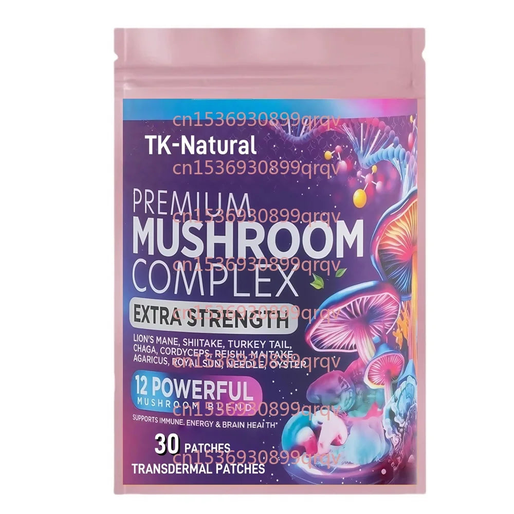 30 Patches  Mushroom Complex Transdermal Patches with Lions Mane, Reishi, Cordyceps for Memory, Brain, Energy & Focus