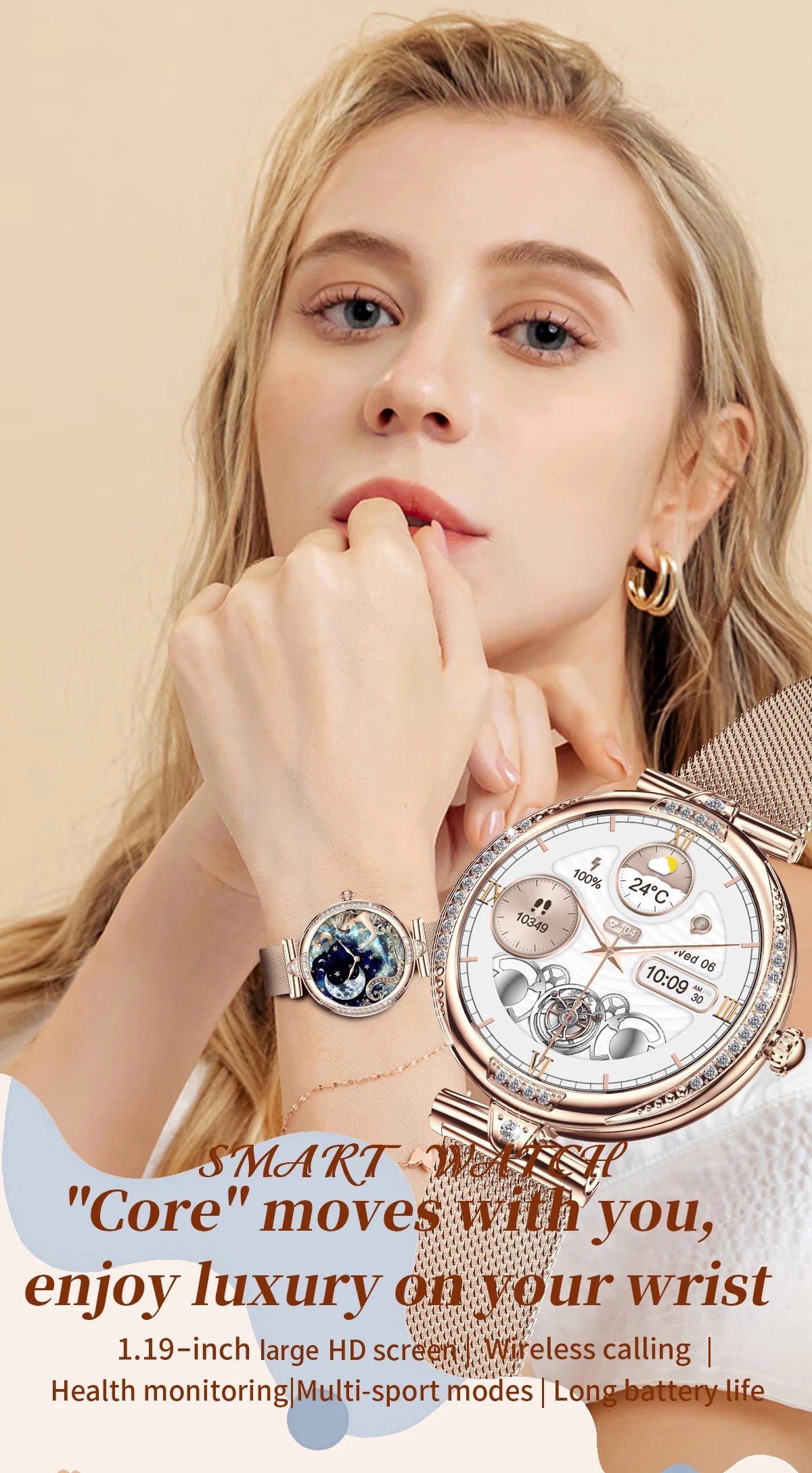 LIGE New Women Smart Watch 1.19 Inch AMOLED Full Touch Screen Sports Fitness Watches Bluetooth Call Digital Smartwatch Lady Gift