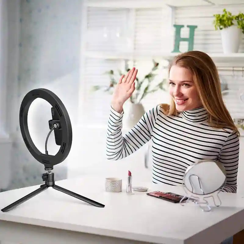 LED Ring Light with Tripod - Dimmable 33cm Content Creation Lamp Tidesmit