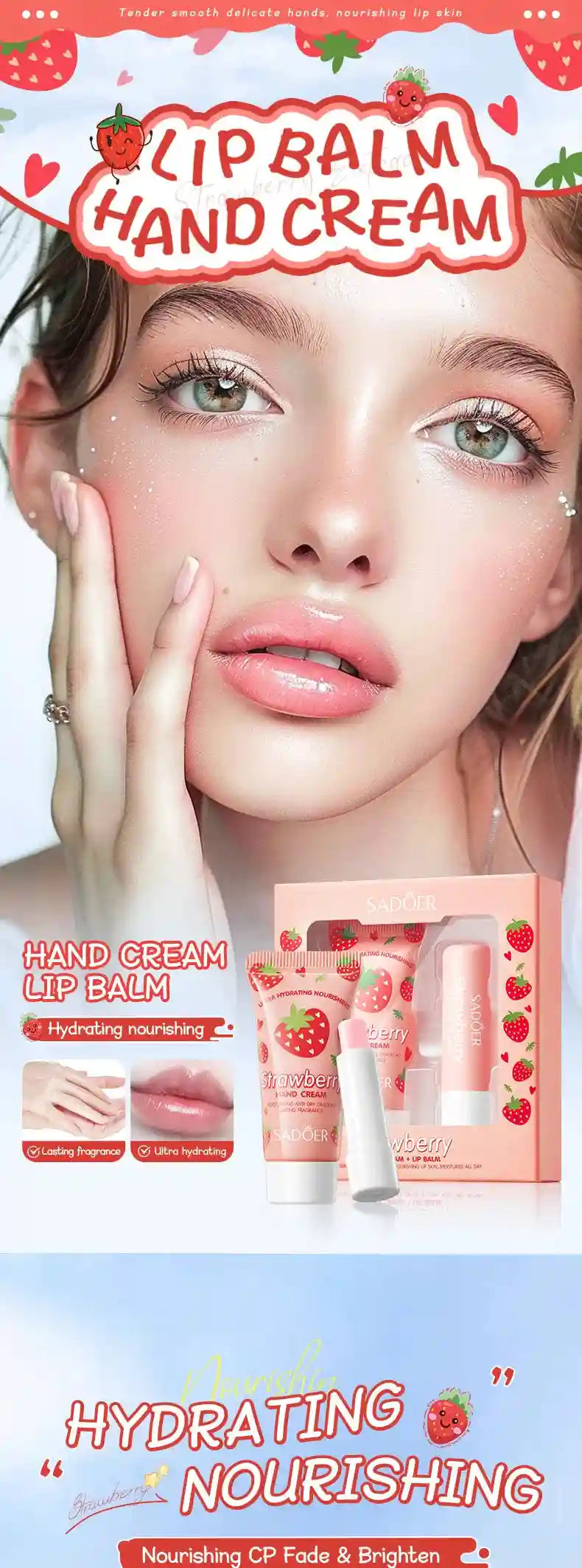 Avocado Nourishing Hand Cream & Lip Balm Set for Dry Skin Repair Lip Care Tidesmit