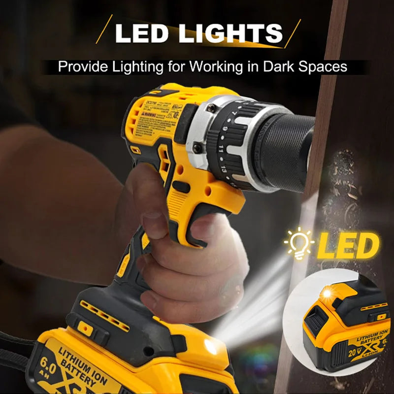 Mamidw 25+3 Multi-speed Torque Adjustment Brushless Electric Drill, Ergonomic Design, Durable Build, Compact Design, Sturdy Construction, Powerful Cordless Screwdriver (Tool Only) for DEWALT 20V Battery PIN Power Tool