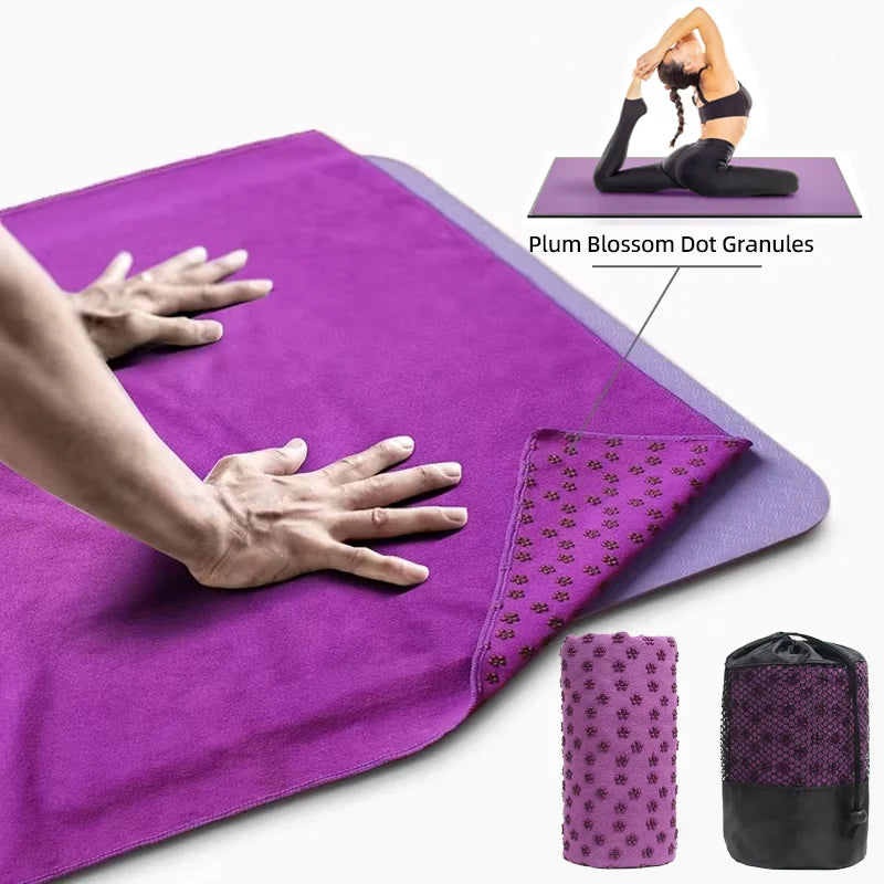 Non Slip Hot Yoga Towel Pilates Mat Yoga Blanket Sweat Absorbent Portable Fitness Meditation Mat Sports Workout Travel Blanket