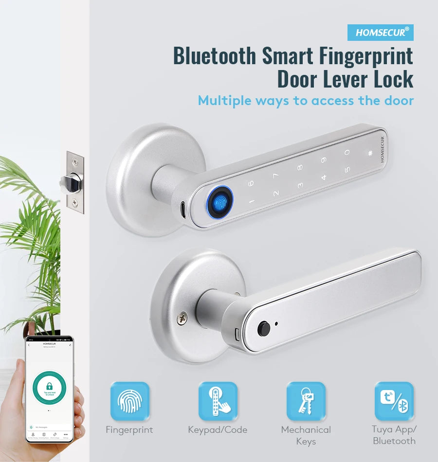 HOMSECUR Electronic Fingerprint Password Door Lock APP Bluetooth Remote Opening