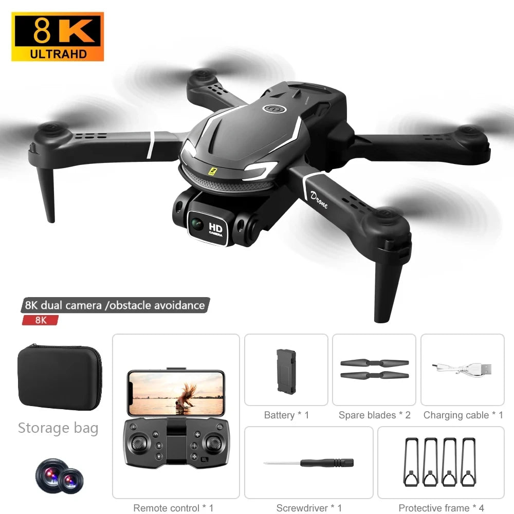 8K Camera Drone Foldable Quadcopter with Obstacle Avoidance Black Dual-8K-1B Dual 8K Tidesmit