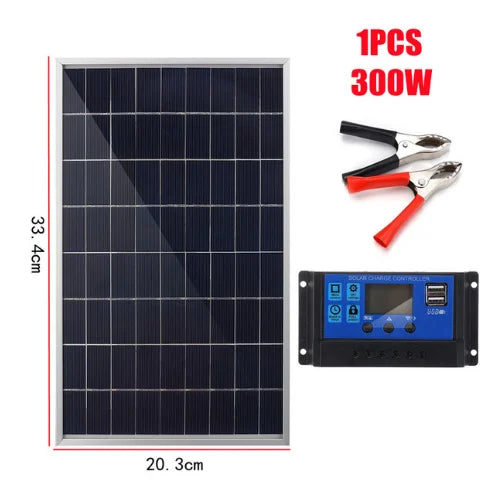 300W500W Solar Panel Kit Complete12V Polycrystalline USB Power Portable Outdoor Rechargeable Solar Cell Solar Generator for Home