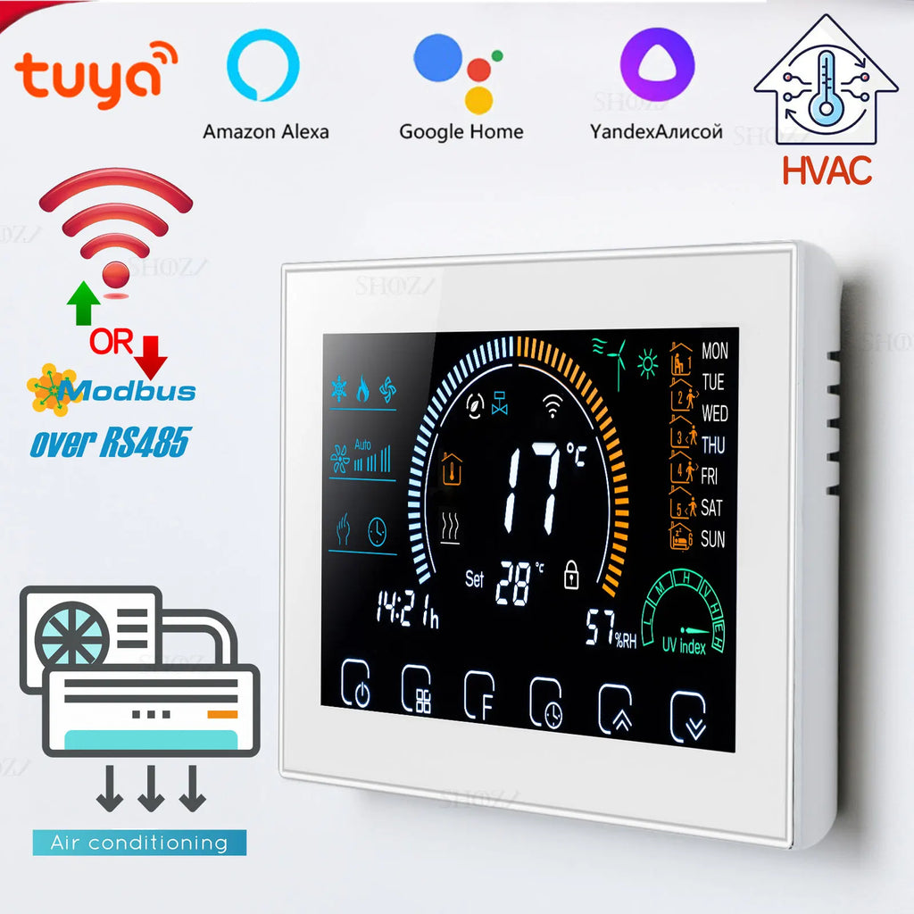 Wifi/RS485/Zigbee Thermostat Air Conditioning 3 Fan Coil Unit Home Cooling/Heating 2/4 Pipe Temperature Controller with Alexa