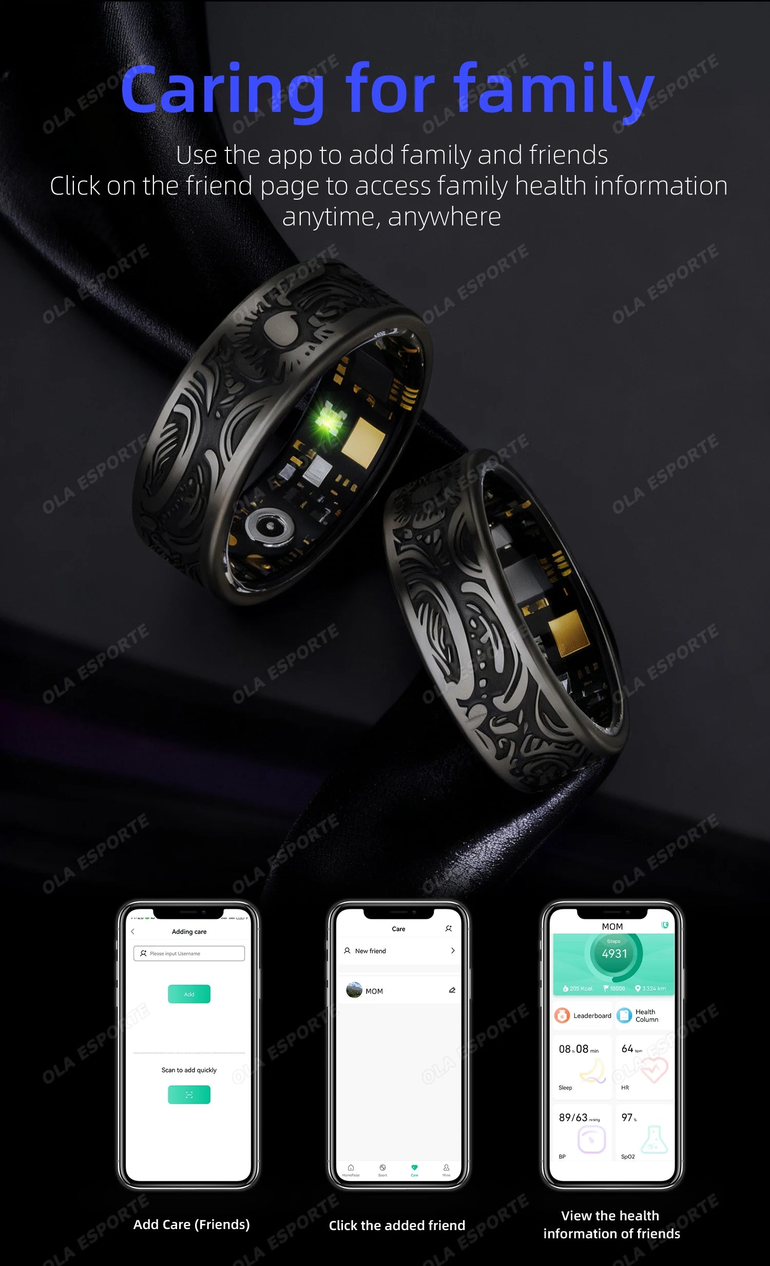 Smart Health Ring Fitness Tracker - Waterproof Biometric Monitor Tidesmit