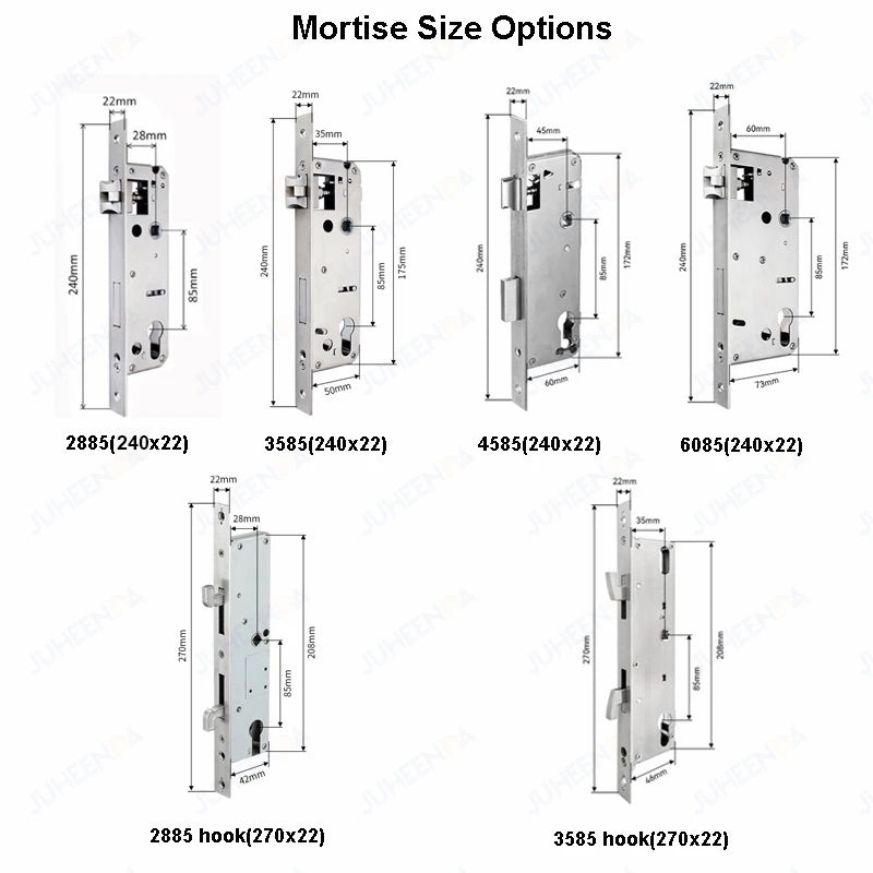 Tuya Wifi App Waterproof Smart Aluminum Door Lock Euro Double Hook Mortise Fingerprint Password Electronic Sliding Door Lock