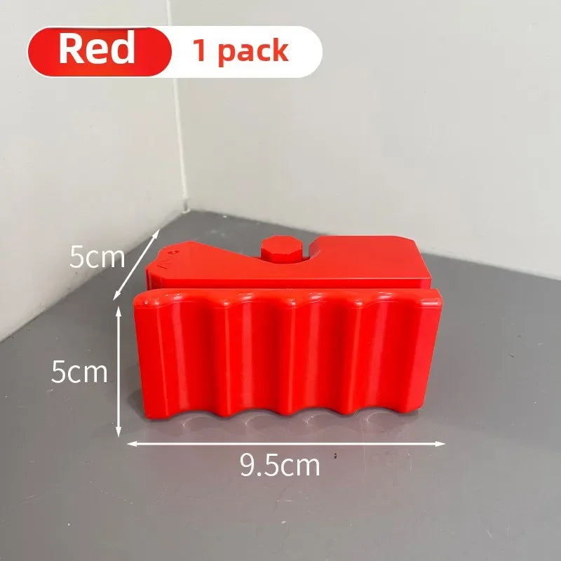 Red portable 3-in-1 cat scratching board cutter for DIY eco-friendly cardboard recycling and pet accessory crafting.