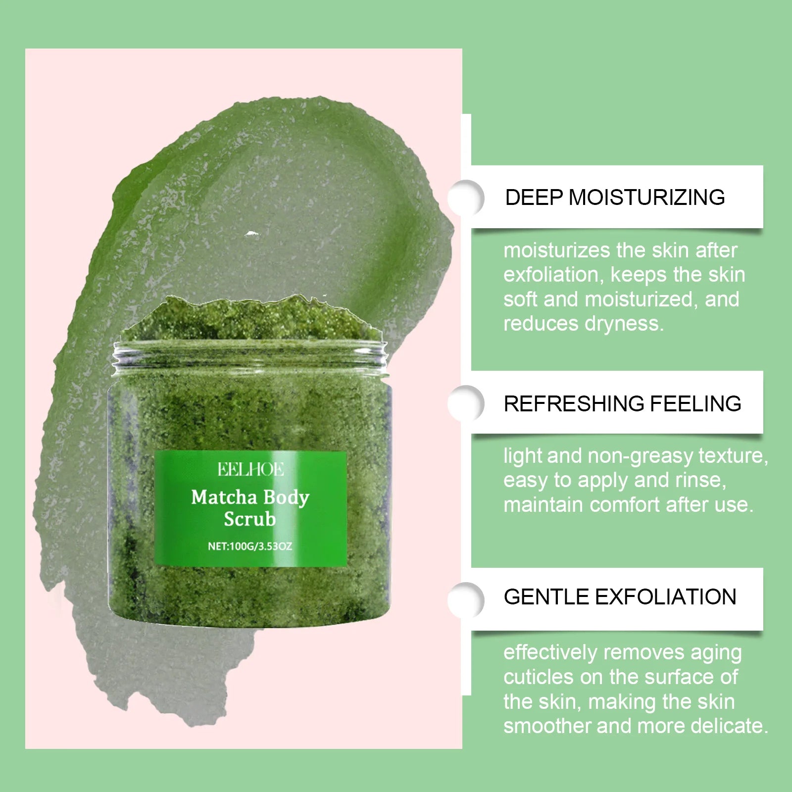 Matcha Sea Salt Body Scrub | Moisturizing Natural Exfoliant Scrubs Treatments Tidesmit