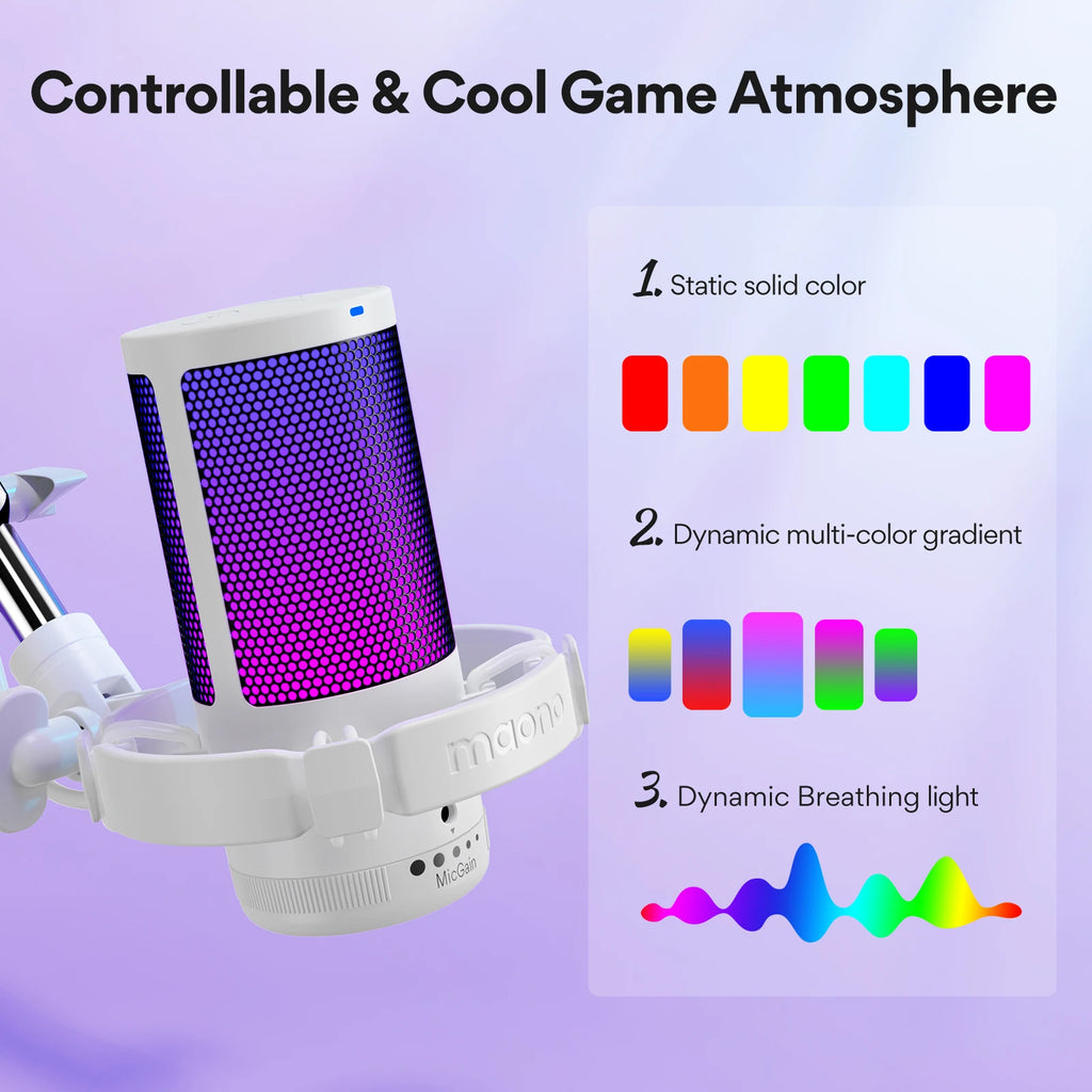 USB Gaming Microphone DGM20S with RGB Lighting and Mute Control Tidesmit
