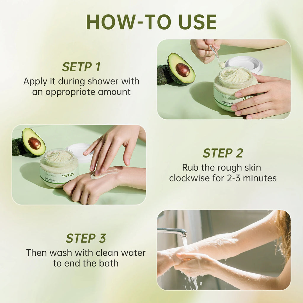 Avocado Body Scrub 250g | Professional Exfoliating Treatment for Glowing Skin Scrubs Treatments Tidesmit