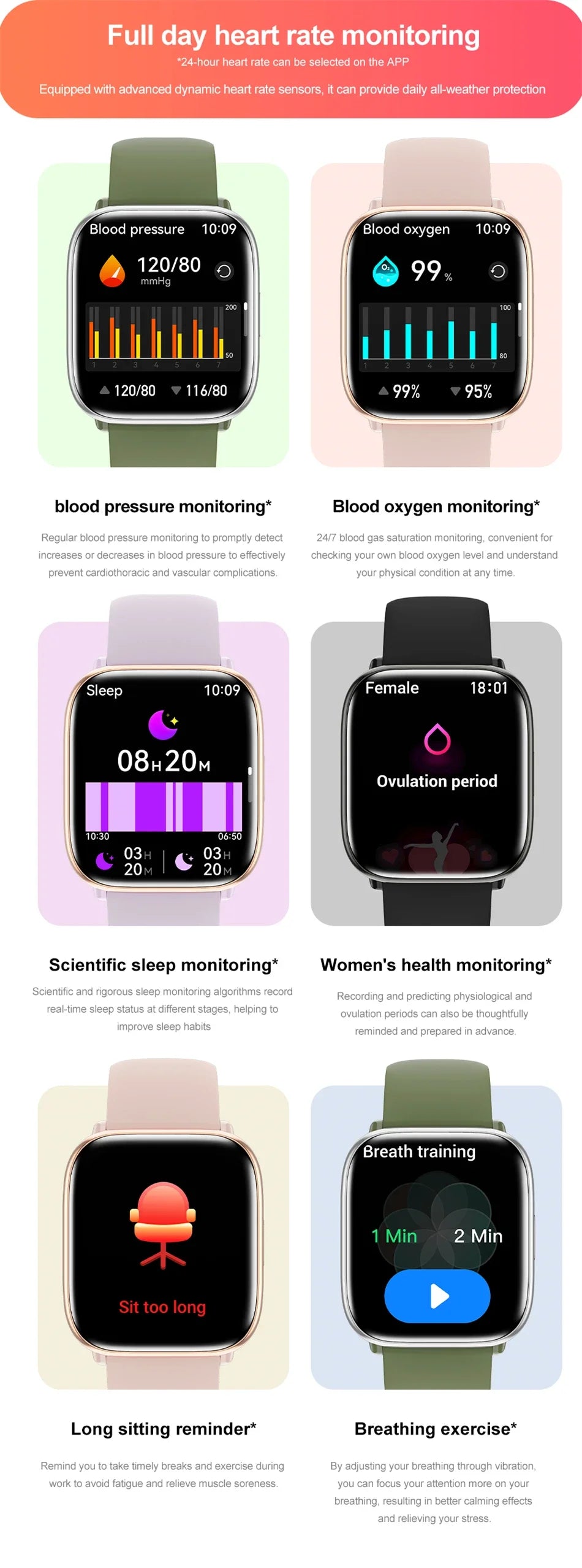 2026 New Smart Watch Full Touch Screen Bluetooth Call AI Voice Heart Rate Waterproof Watches Sports Bracelet Smartwatch Women
