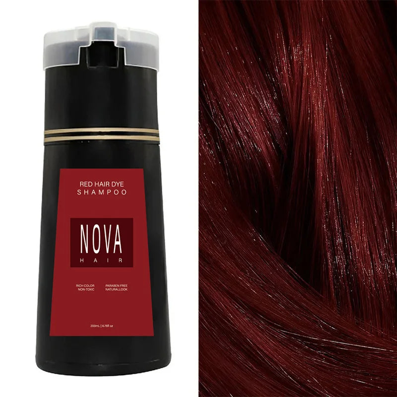 Nova 3-in-1 Hair Coloring Shampoo Oil Control Fluffy Refreshing Hair Dye Quick Dizzy Hair Coloring Shampoo Hair Care 7 Colors
