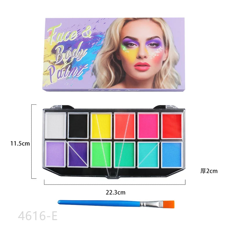 Tidesmit 12 color water-soluble face and body paint palette for Halloween cosplay makeup in a detailed product view