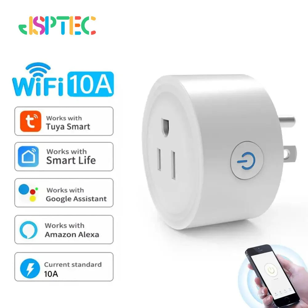 Smart Wifi Plug US Standard with Remote App Control for Alexa and Google Tidesmit