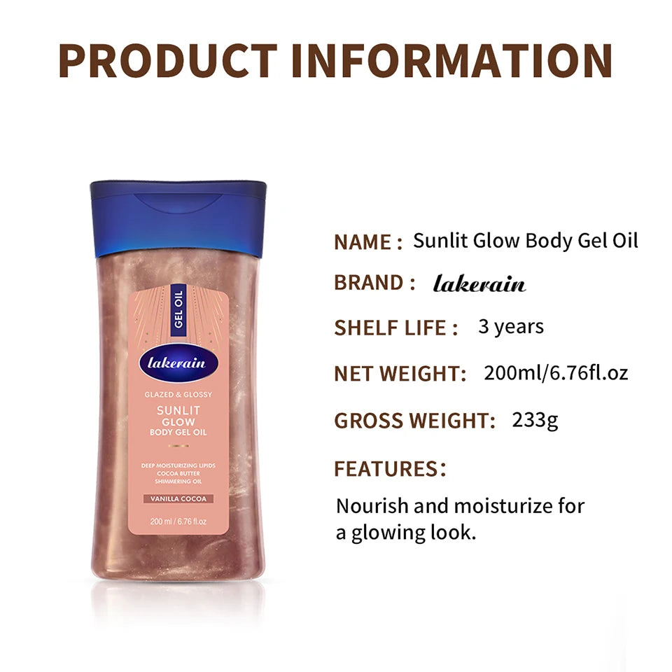 Vanilla Cocoa Vitamin B3 Body Gel Oil Ultra Hydrating Glow Skincare Nourish Soft Smooth Dry Skin Body Oil For All Skin Types
