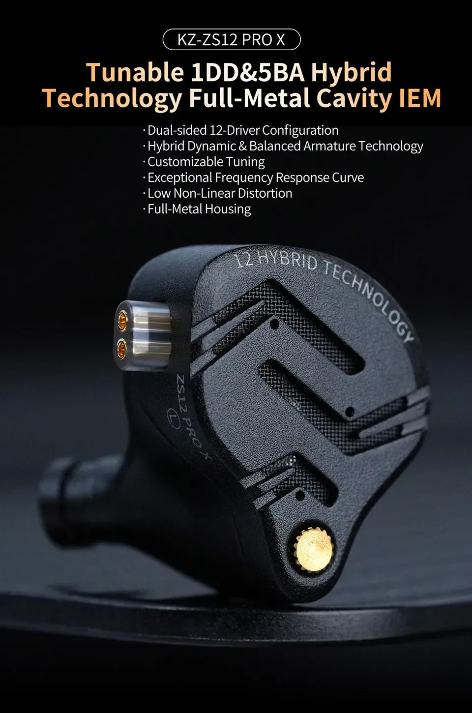 Tidesmit 1DD+5BA Hybrid In-Ear Monitors | HiFi Bass Wired Earphones Tidesmit