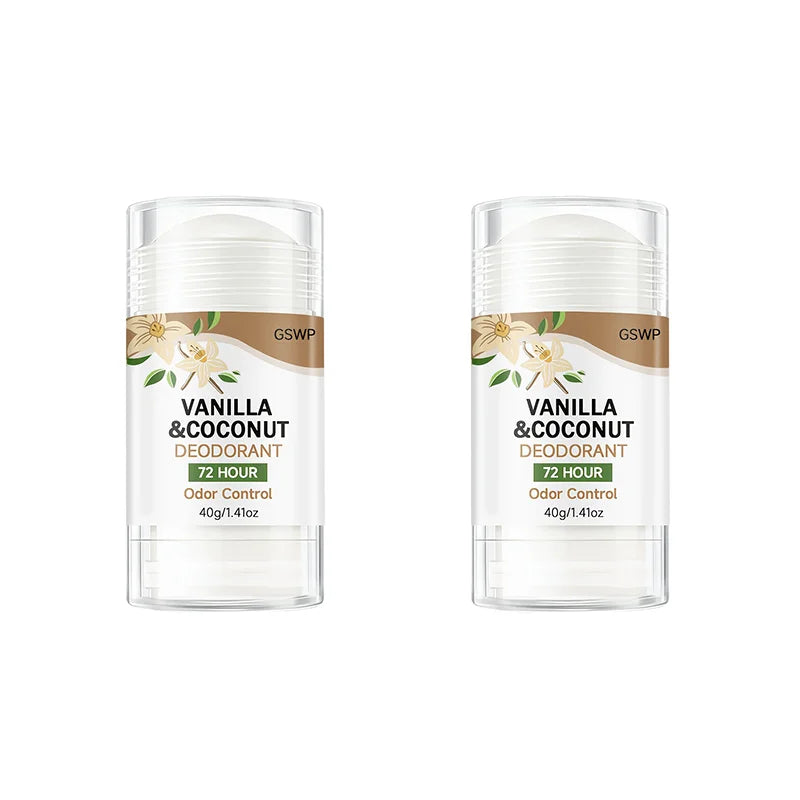 Tidesmit GSWP vanilla and coconut deodorant stick, aluminum-free, non-greasy, 72-hour lasting fragrance.