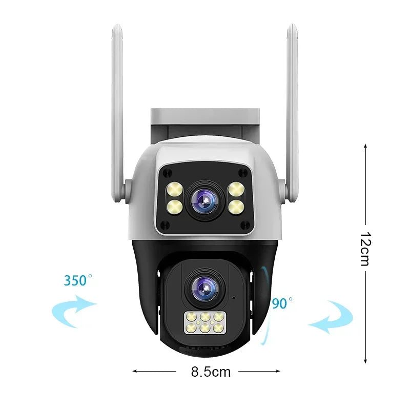 8MP 4K WIFI IP Camera PTZ Outdoor Dual Screen AI Human Detection Dual Lens Two-way Audio CCTV Video Security Camera V380 APP