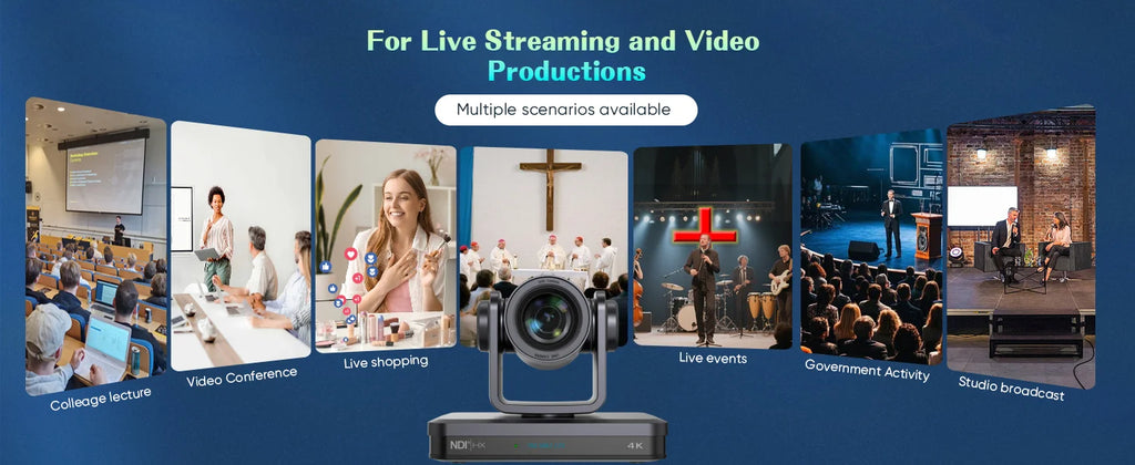 4K 60FPS PTZ Camera NDI 20/30/40X Zoom 1/1.8 CMOS HDMI SDI IP USB Live Streaming Camera POE Supports vMix for Church services