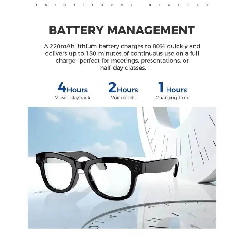 Smart Glasses With 8MP AI Camera and Spatial Audio - Tidesmit Tidesmit