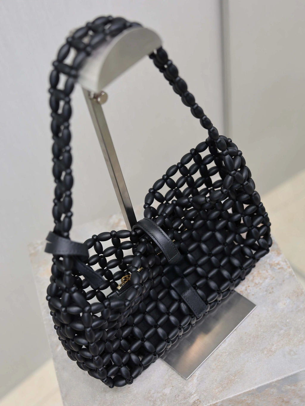 Summer New Women's Wooden Bead Hand Woven Bag Armpit Design Casual Versatile Beach Handbag for Stylish Beach Accessories