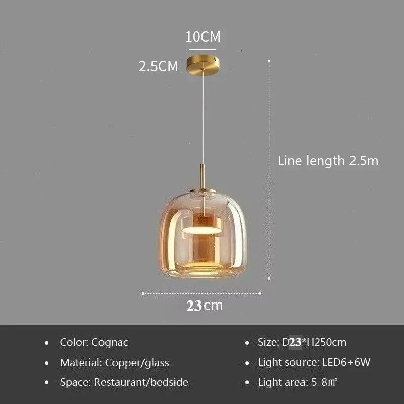Modern Nordic Glass Ring Light | LED Adjustable Pendant Fixture 23CM AM Warm light Tidesmit