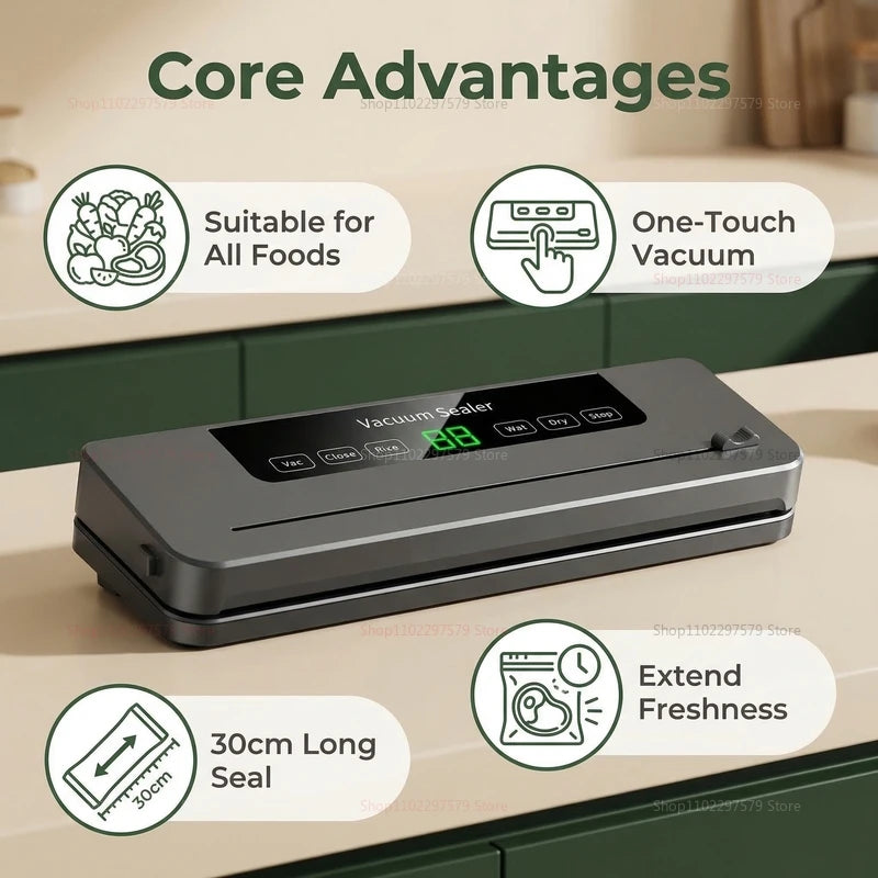 Vacuum Sealer Machine for Dry and Wet Food Food Storage Sealing with Built-in Cutter UV Kitchen Food Vacuum Packaging Machine