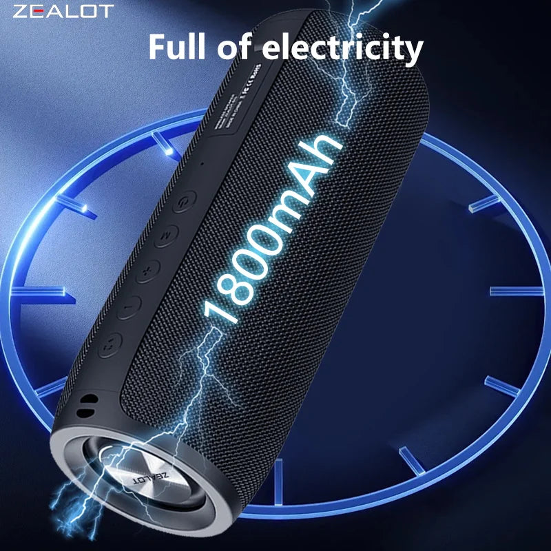 ZEALOT S51 10W Wireless Speakers, 1800mAh Battery, 10 Hours Playtime Loud Stereo, Booming Bass.